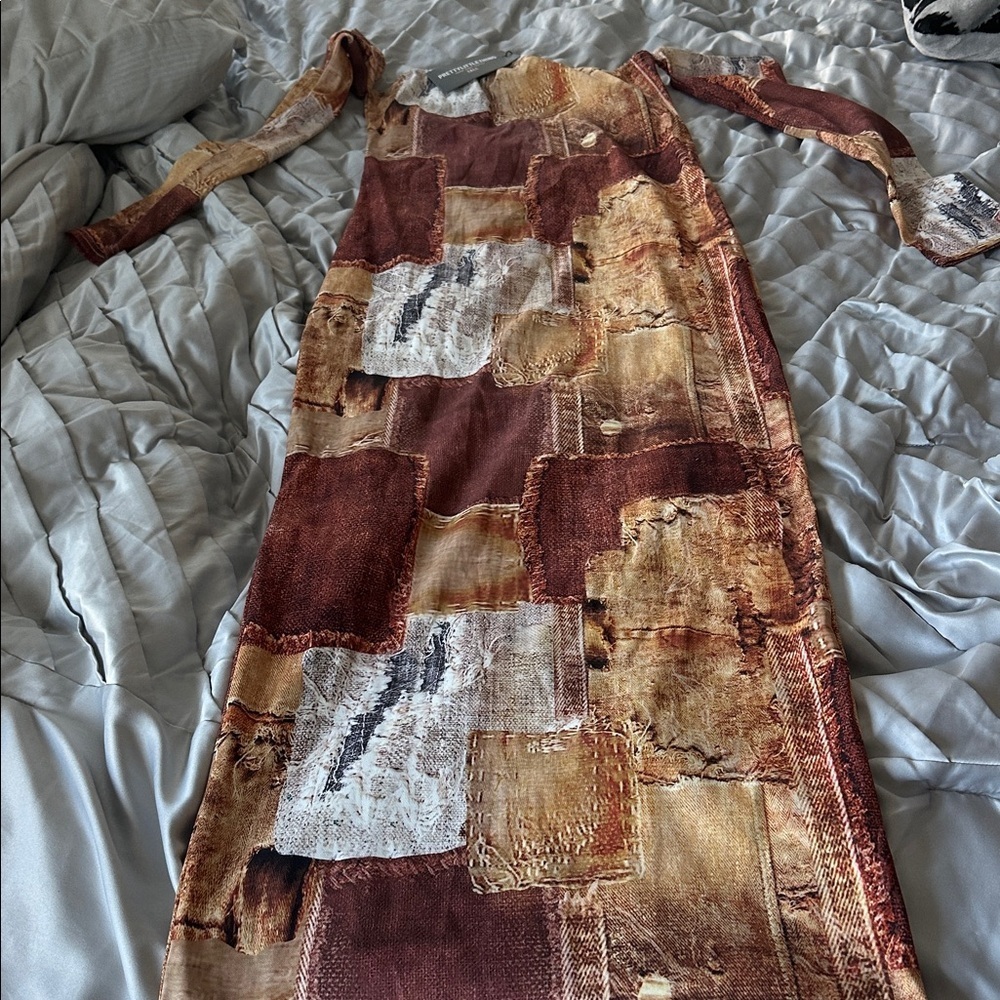 Pretty Little Thing Patchwork Long Sleeve Dress Size 10